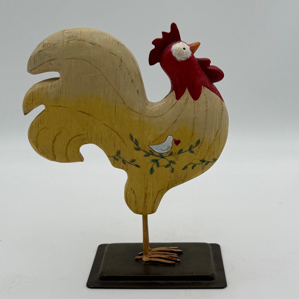 Russ Berrie Handpainted Wooden Rooster Figurine Farmhouse Folk Art Decor 21443